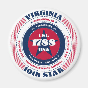 Virginia Circle Typografy Souvenir Magnet