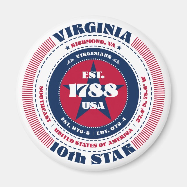 Virginia Circle Typografy Souvenir Magnet (Vorne)