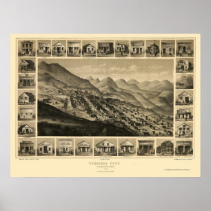 Virginia City, NV Panorama Karte - 1861 Poster