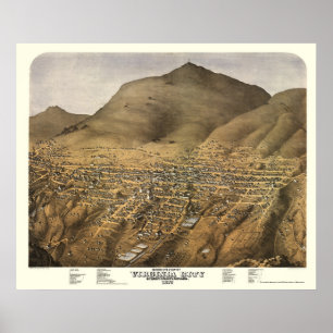 Virginia City, NV Panorama Karte - 1875 Poster