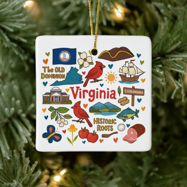 Virginia Custom Family Trip Christmas Keramikornament (Baum)