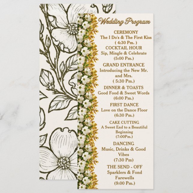 Virginia Dogwood Hochzeitsprogrammkarte Programm (Vorne/Hinten)