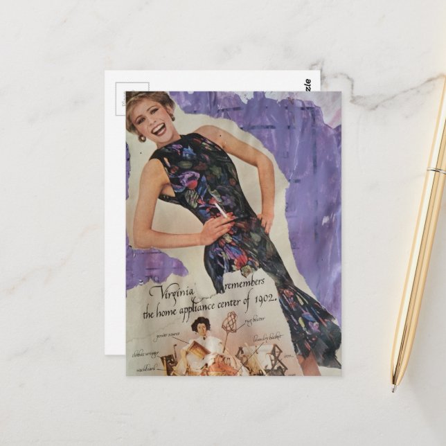 Virginia erinnert sich an Collage Postkarte (Vorderseite/Rückseite Beispiel)