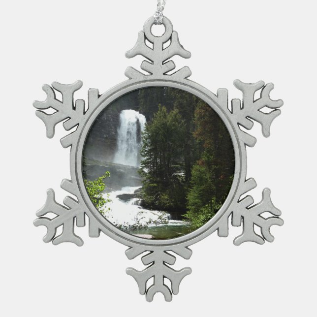 Virginia Falls at Glacier National Park Schneeflocken Zinn-Ornament (Vorderseite)