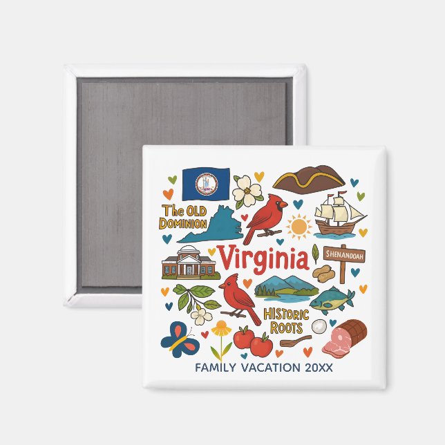 Virginia Family Trip Keepsake Personalized Magnet (Vorderseite/Rückseite)