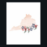 Virginia Floral Watercolor Staat Poster<br><div class="desc">Virginia Floral Watercolor Staat</div>