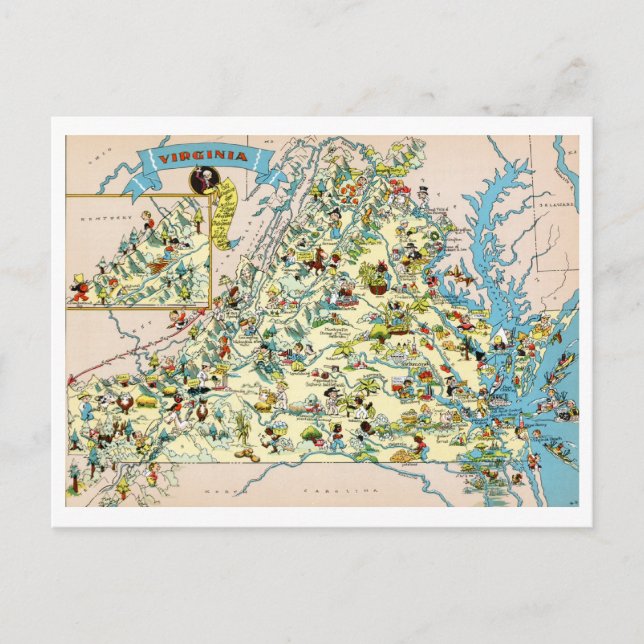 Virginia Funny Map Postkarte (Vorderseite)