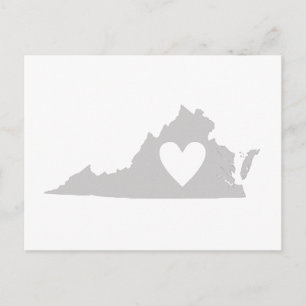 Virginia Gray Staat Map Form mit Herz Cutout Postkarte