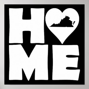 Virginia Home Heart State Poster Schild