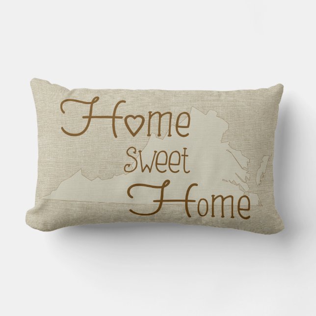 Virginia-Home Sweet Home burlap-look custom name Lendenkissen (Vorderseite)
