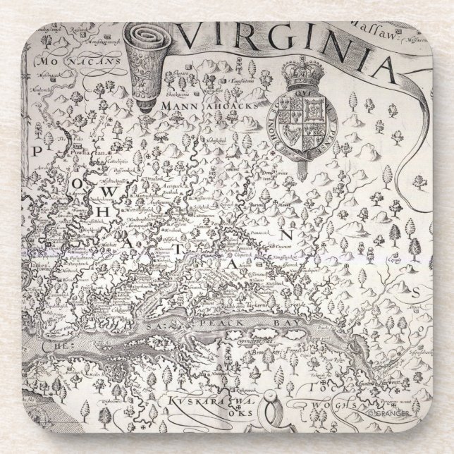Virginia-Karte, 1612 Getränkeuntersetzer (Vorderseite)