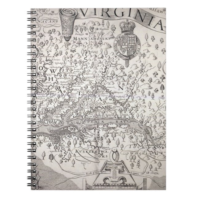 Virginia-Karte, 1612 Notizblock (Vorderseite)