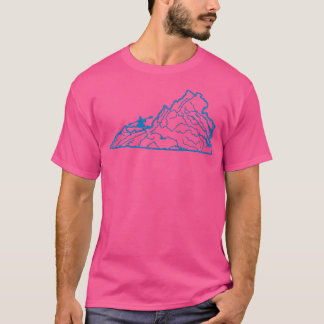 Virginia Kayak Blue Way Staat Kontur T-Shirt