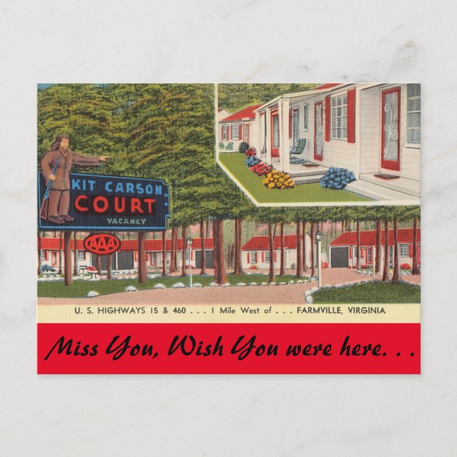 Virginia, Kit Carson Court, Farmville Postkarte (Vorderseite)