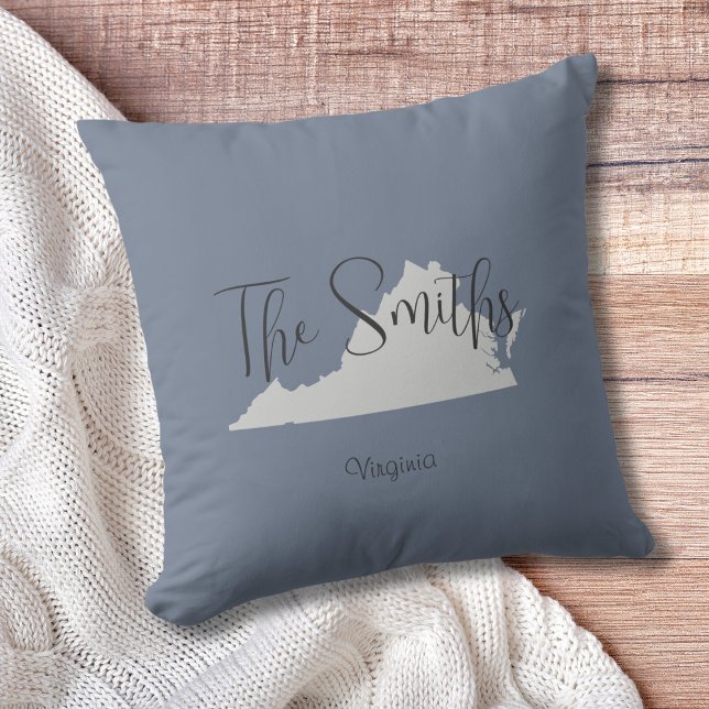 Virginia Kontur Throw Kissen (Show pride for your state and personalize it!  "love makes this house a home in <your state>")