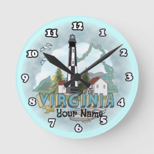 Virginia Leuchtturm Runde Wanduhr