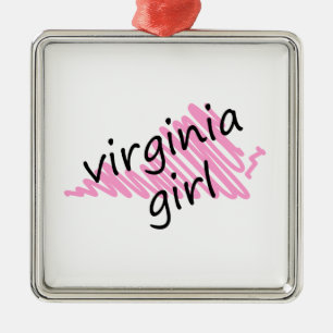 Virginia-Mädchen mit gekritzelter Virginia-Karte Ornament Aus Metall