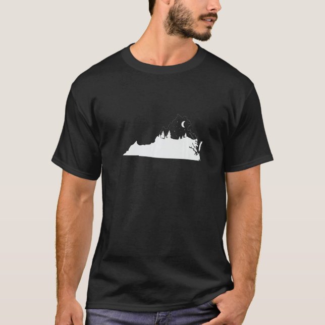 Virginia Map Outline with Skyline USA Premium T-Shirt (Vorderseite)