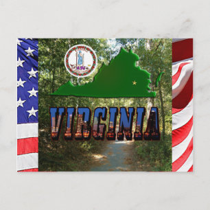 Virginia Map, Staat Siegel, Bildtext Postkarte