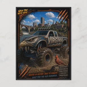 Virginia Monster Truck Gelände Kunst Postkarte