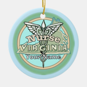 Virginia Nurse Caduceus Keramik Ornament