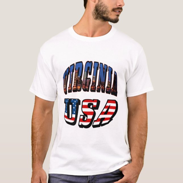 Virginia Picture und USA Text T-Shirt (Vorderseite)