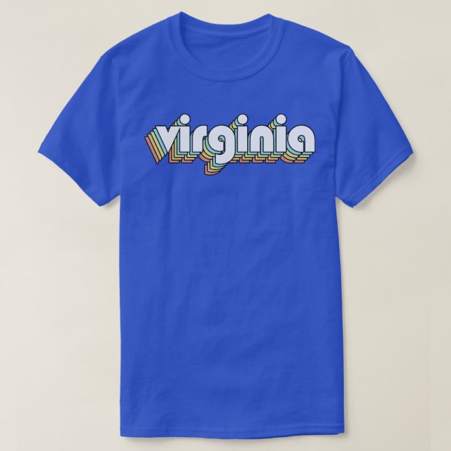Virginia Retro Rainbow Typografie Faded Style T-Shirt (Design vorne)