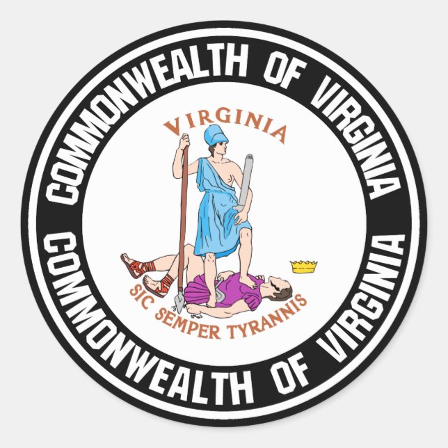 Virginia Round Emblem Runder Aufkleber (Vorderseite)