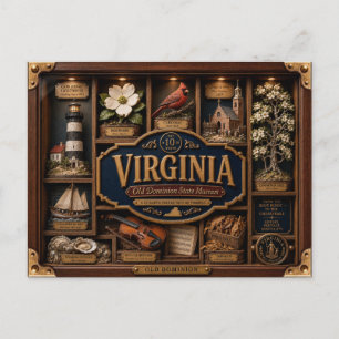 Virginia Shadow Box 3D Figurine Staat Postkarte