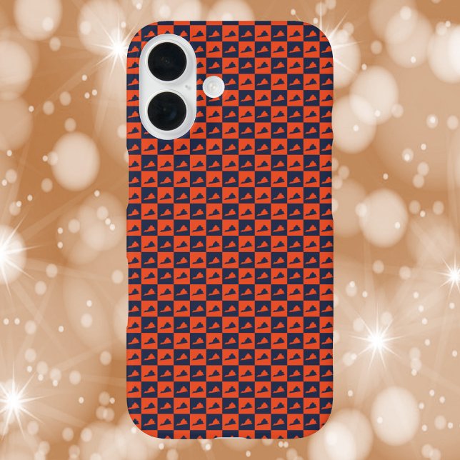 Virginia Silhouette Checker Pattern Blue Orange Case-Mate iPhone Hülle (A phone case featuring a pattern of Virginia done in orange and blue)
