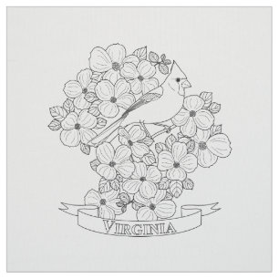Virginia Staat Bird und Blume Farbseite Stoff