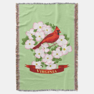 Virginia Staat Kardinal Bird und Dogwood Blume Decke