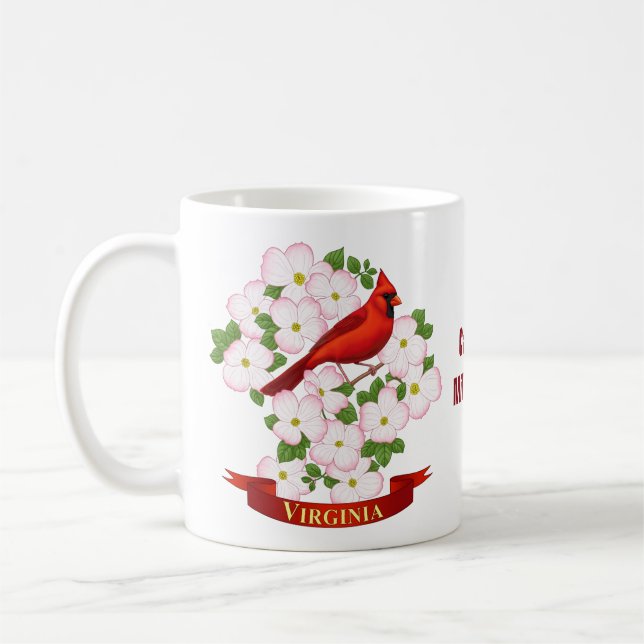 Virginia Staat Kardinal Bird und Dogwood Blume Kaffeetasse (Links)