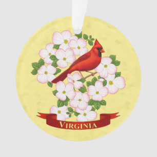 Virginia Staat Kardinal Bird und Dogwood Blume Ornament