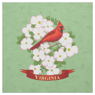 Virginia Staat Kardinal Bird und Dogwood Blume Stoff
