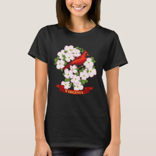 Virginia Staat Kardinal Bird und Dogwood Blume T-Shirt