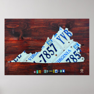 Virginia Staat License Plate Karte Poster