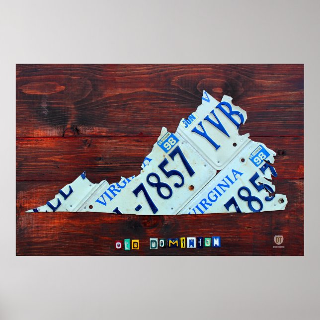 Virginia Staat License Plate Karte Poster (Vorne)