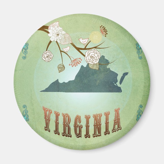 Virginia Staat Map - Green Magnet (Vorne)