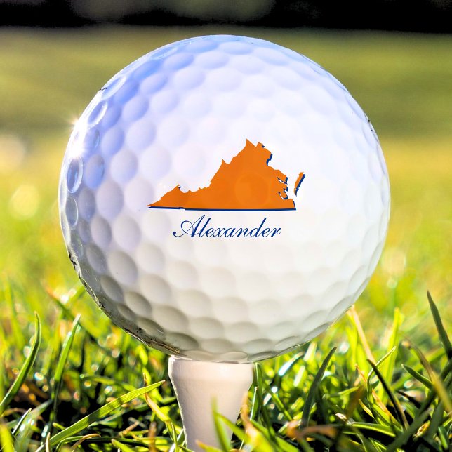 Virginia Staat Orange & Blue Name Golfball (orange usa state of virginia golf ball)