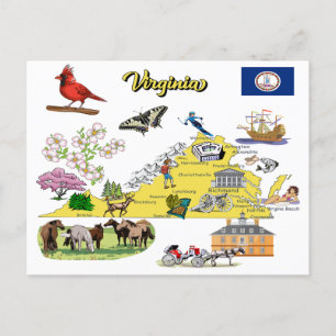 Virginia Staat Touristenkarte Postkarte