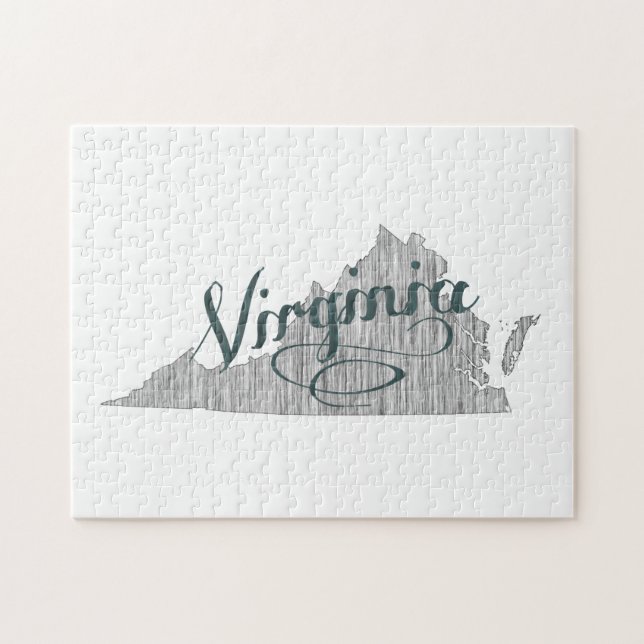 Virginia Staat Typografie Puzzle (Horizontal)