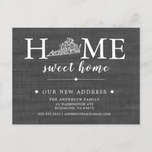 VIRGINIA Staat-Umstiegskarte Ankündigungspostkarte