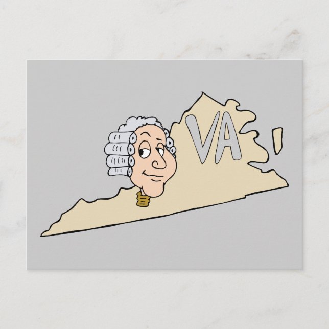 Virginia Staat VA Cartoon mit George Washington Postkarte (Vorderseite)