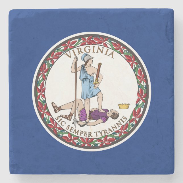 Virginia Staatsflagge Steinuntersetzer (Vorderseite)