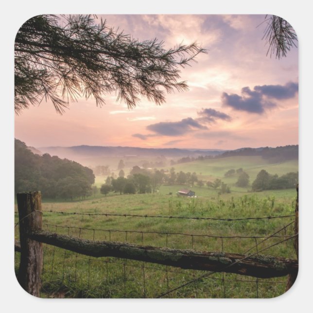Virginia Sunset Quadratischer Aufkleber (Vorderseite)