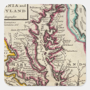 Virginia und Maryland Quadratischer Aufkleber