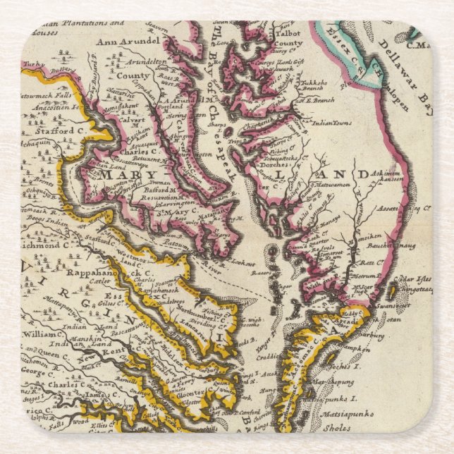 Virginia und Maryland Rechteckiger Pappuntersetzer (Vorderseite)