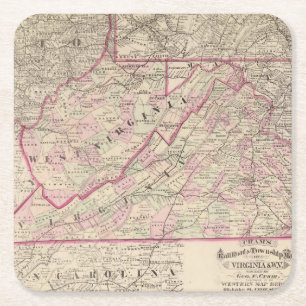 Virginia und West Virginia Rechteckiger Pappuntersetzer