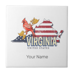Virginia United Staaten Retro Staat Map Vintag USA Fliese